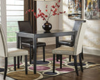 Rectangular dark brown dining table with tabletop and four straight legs