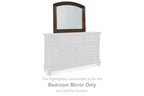 Porter arched bedroom mirror, rustic brown wood frame