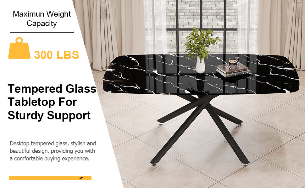 9-Piece Dining Set with Marble-Like Table & 8 Chairs