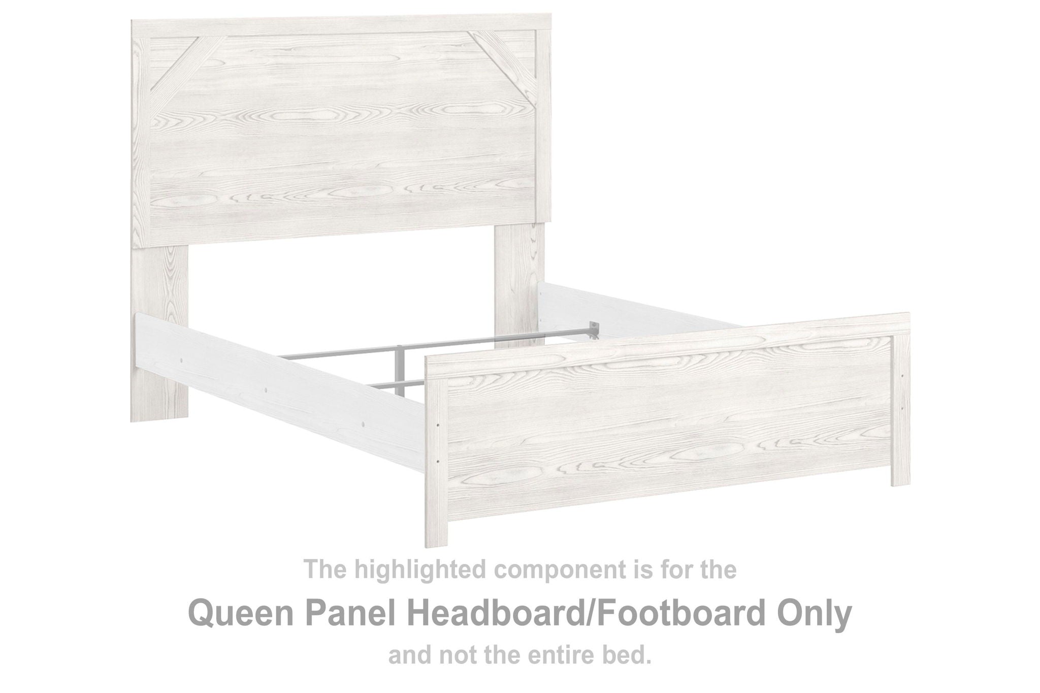 White and gray wood bed headboard/footboard panel with rectangular panels