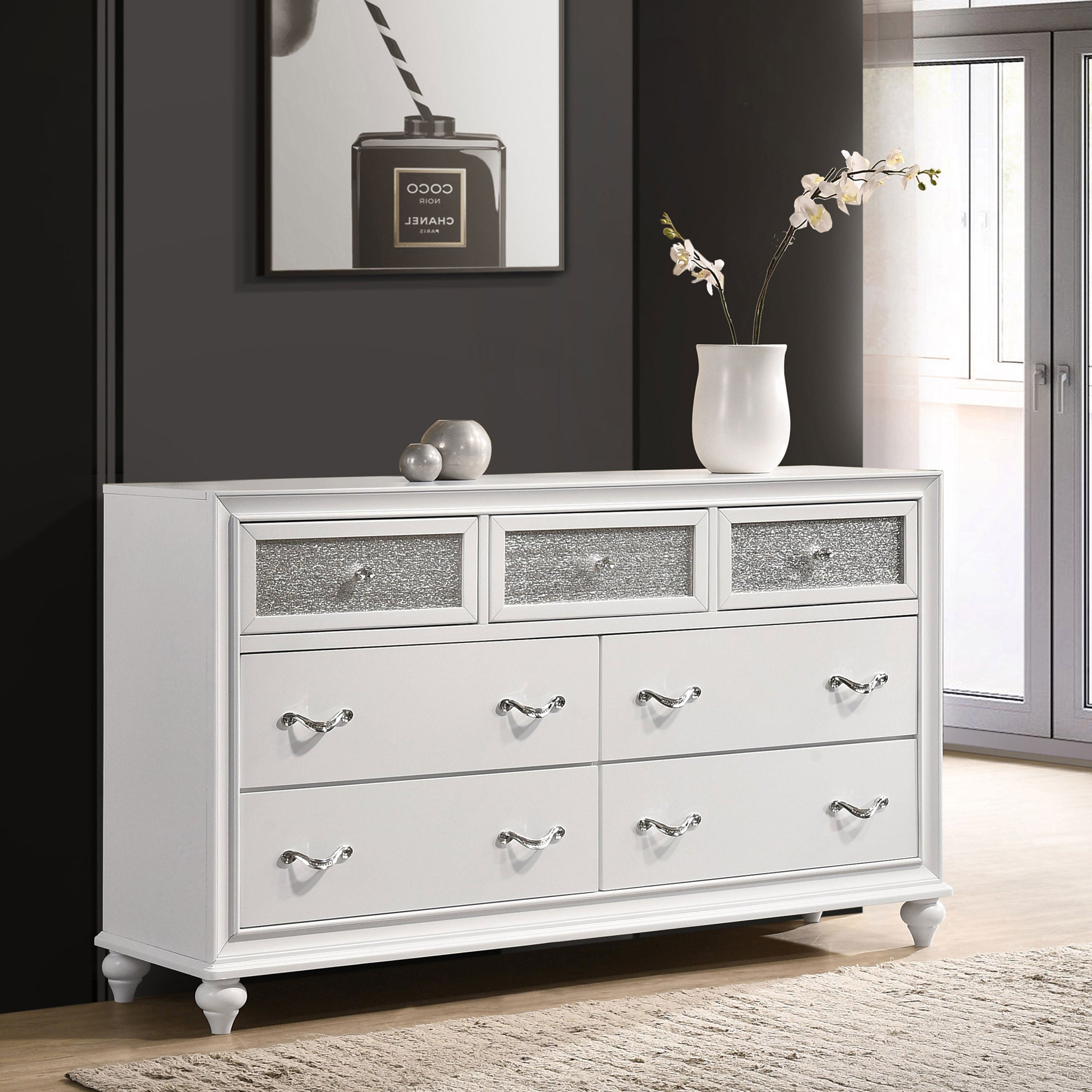 Randall White 7-Drawers Dresser - Elegant Home Bedroom Storage