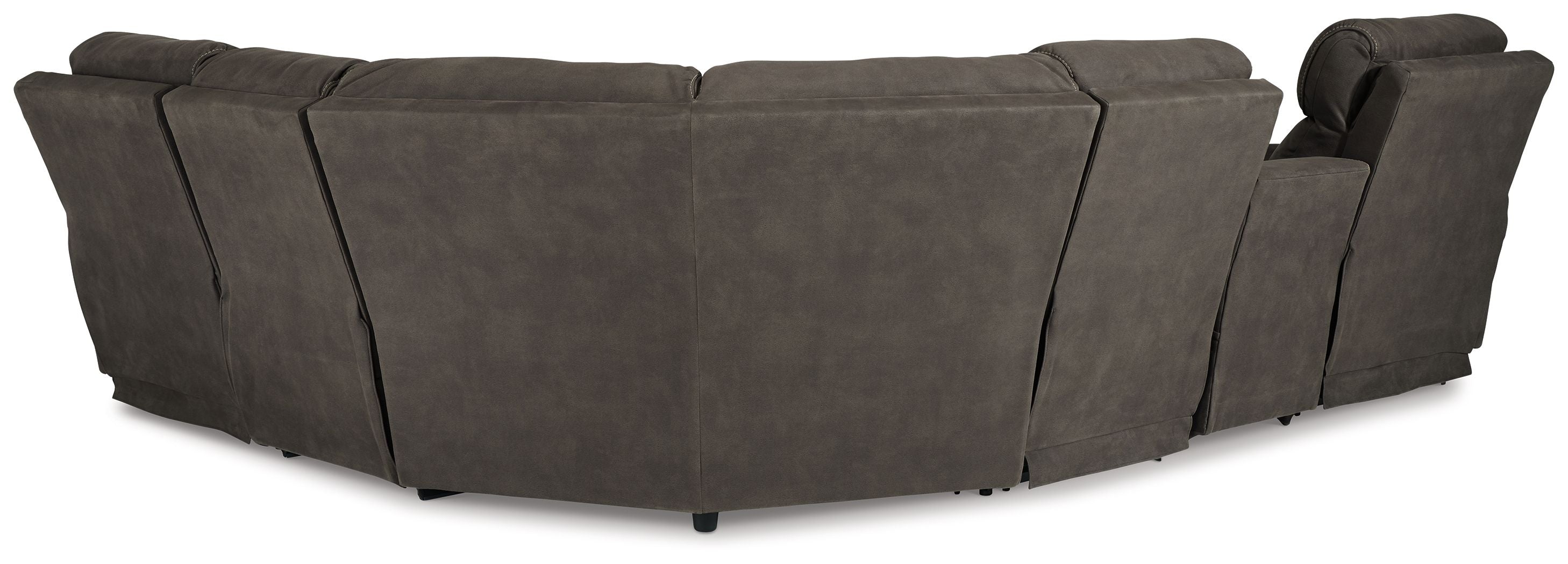 Gunmetal gray wedge sectional sofa section with seat cushions and tall back panels