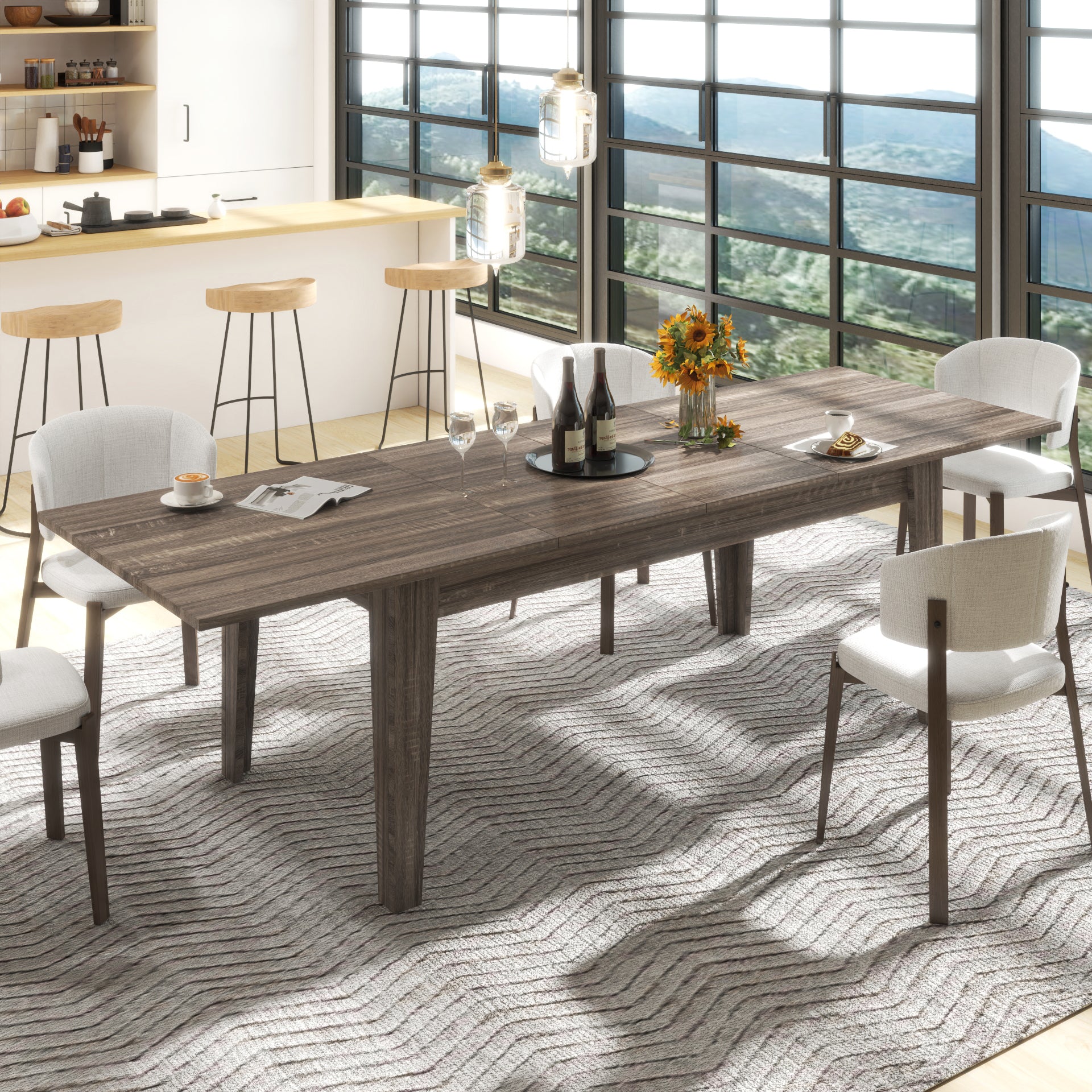 Large Extendable Dining Table - 106.3"