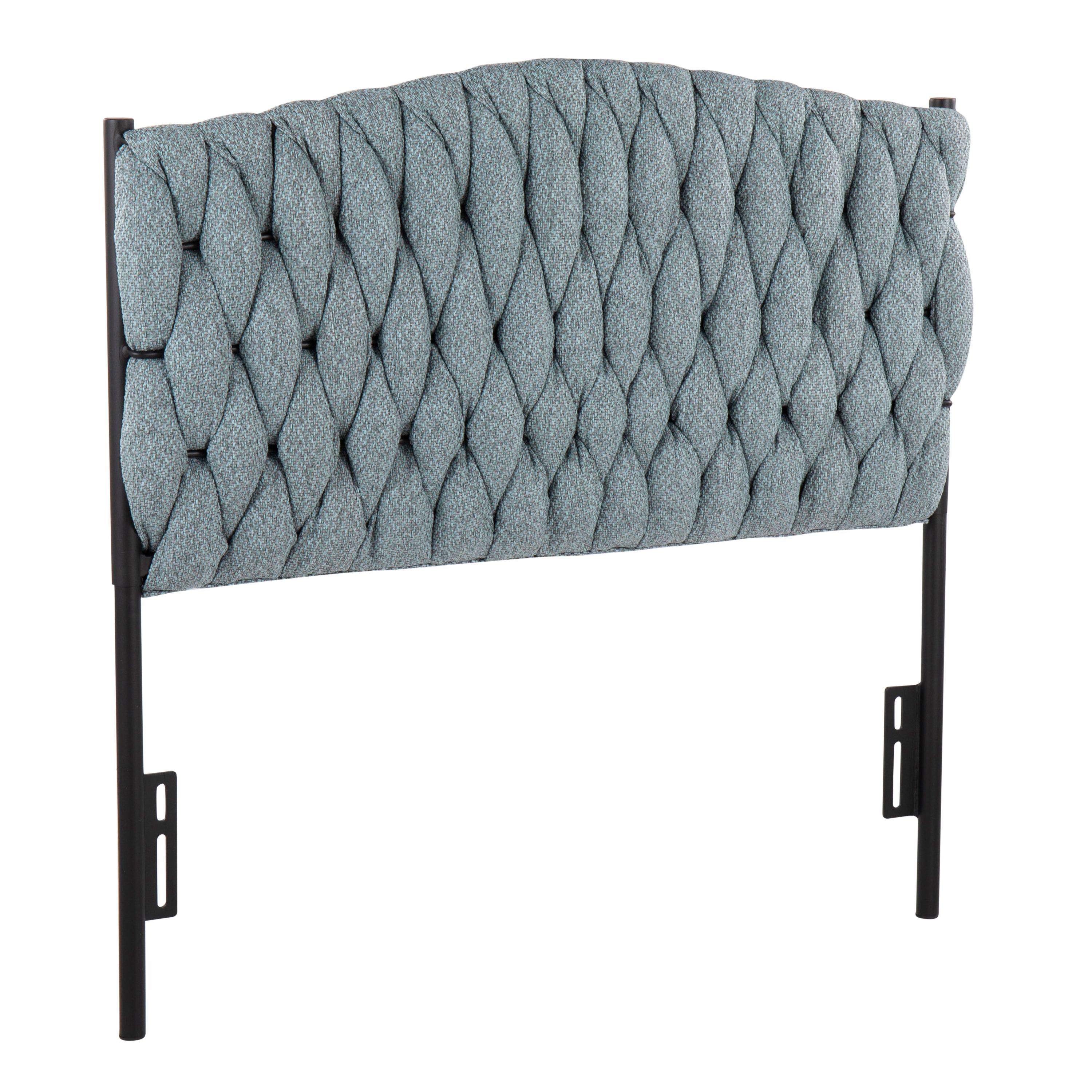 LumiSource Braided Matisse Twin Headboard - Black Metal, Blue Fabric