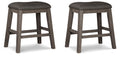 Caitbrook Gray Upholstered Stool (Set of 2) - Backless, Padded