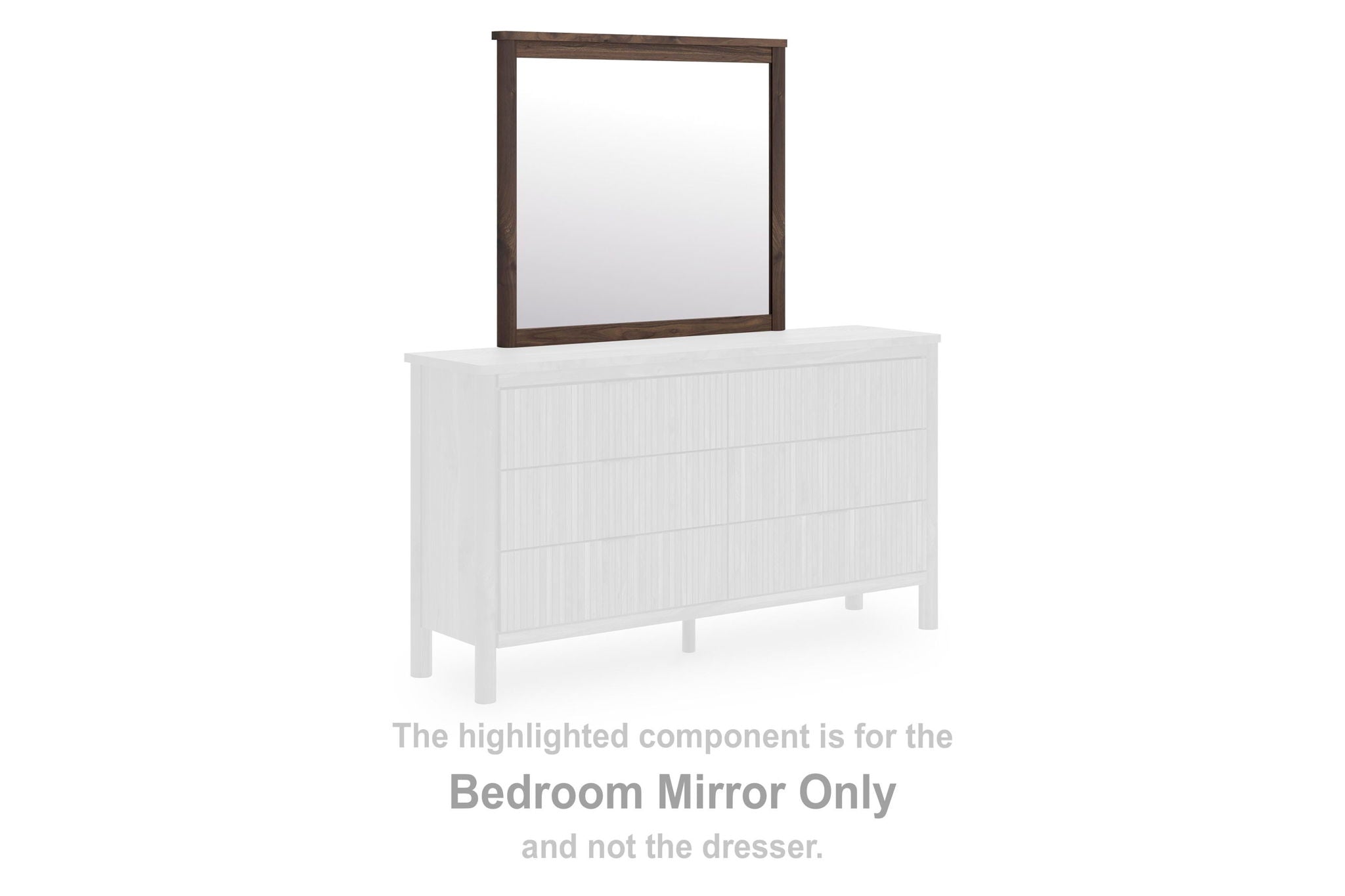 Rectangular bedroom mirror with brown wooden frame