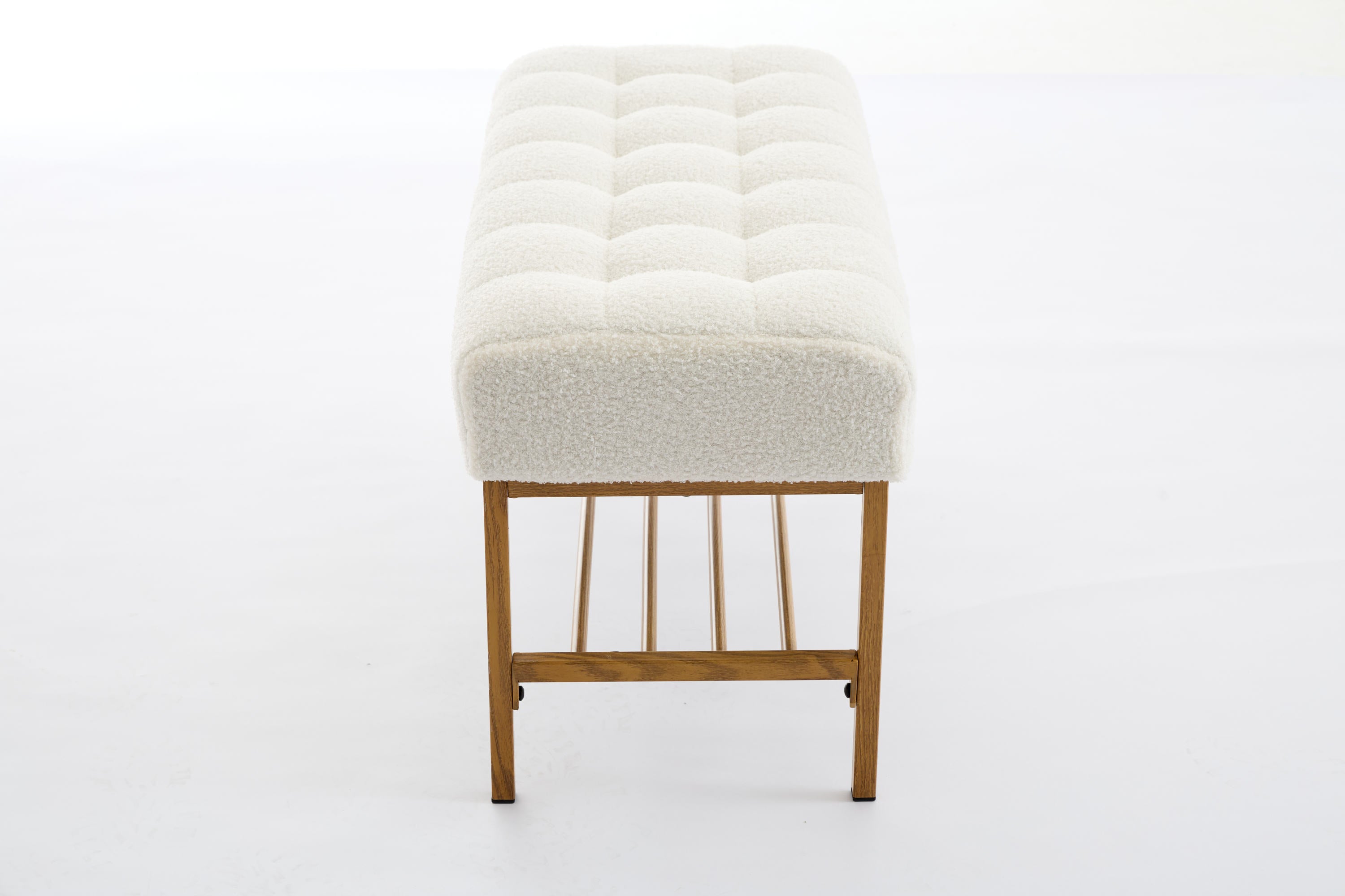 Upholstered Storage Bench with Shelf - Linen White