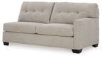 Pebble gray full sofa sleeper with tufted back cushions and square arms