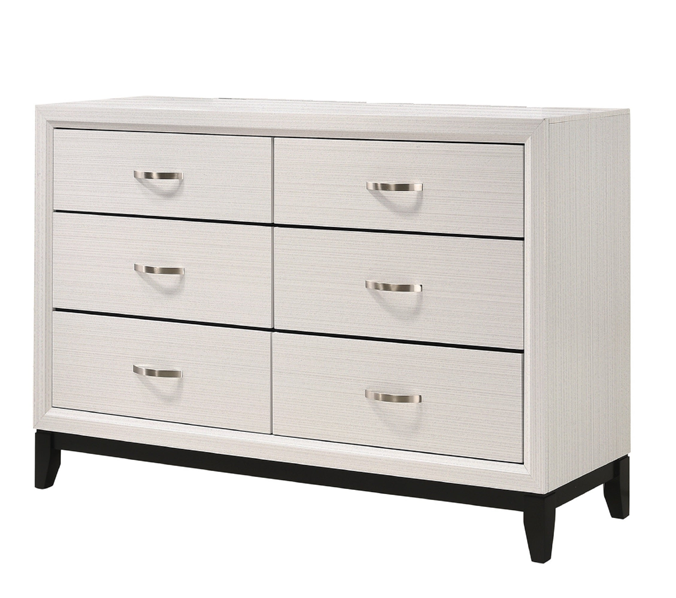 Contemporary White 6-Drawer Wooden Bedroom Dresser
