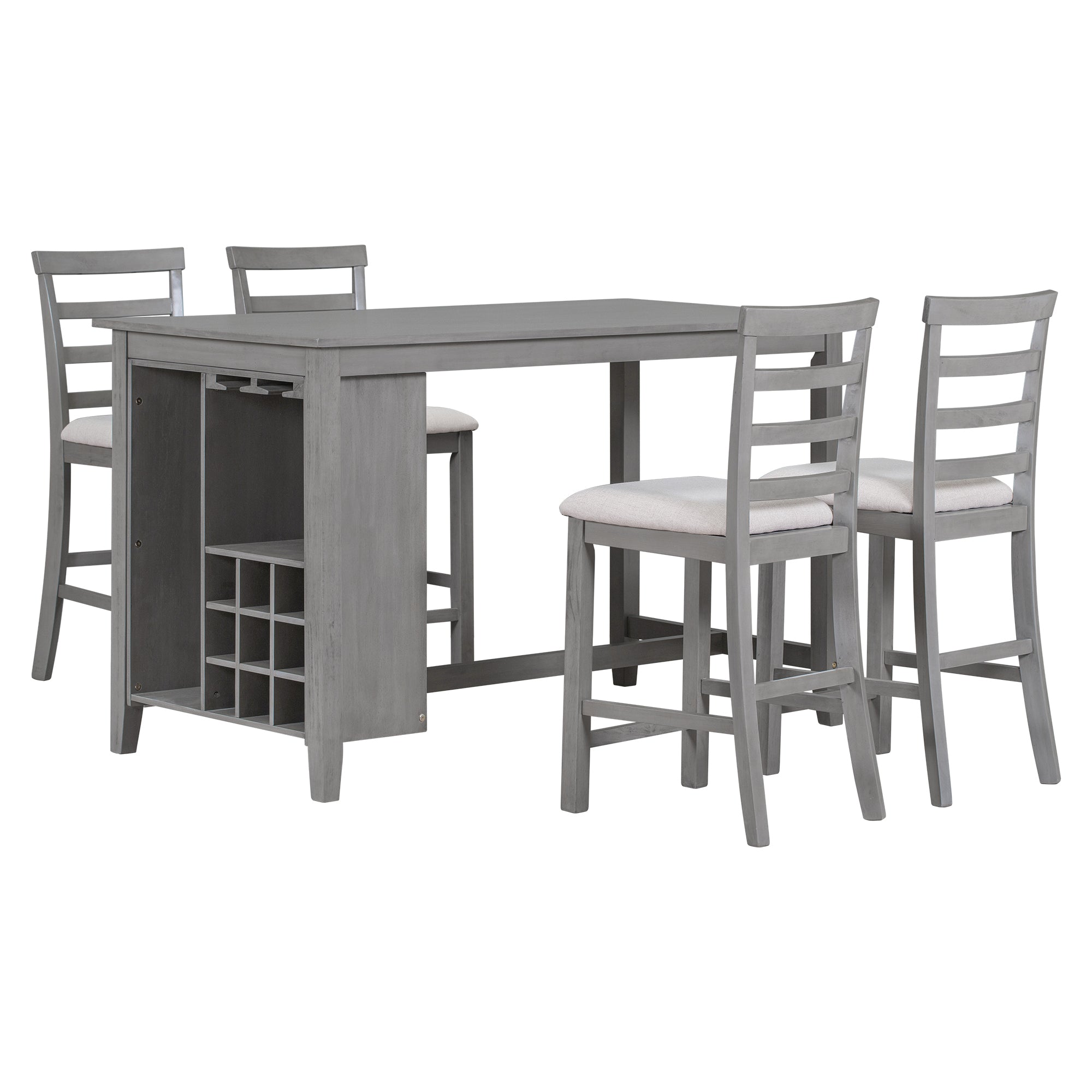 5-Piece Counter Height Dining Set (Gray)