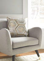 Meiling pillow with metallic gold and gray octagon geometric pattern