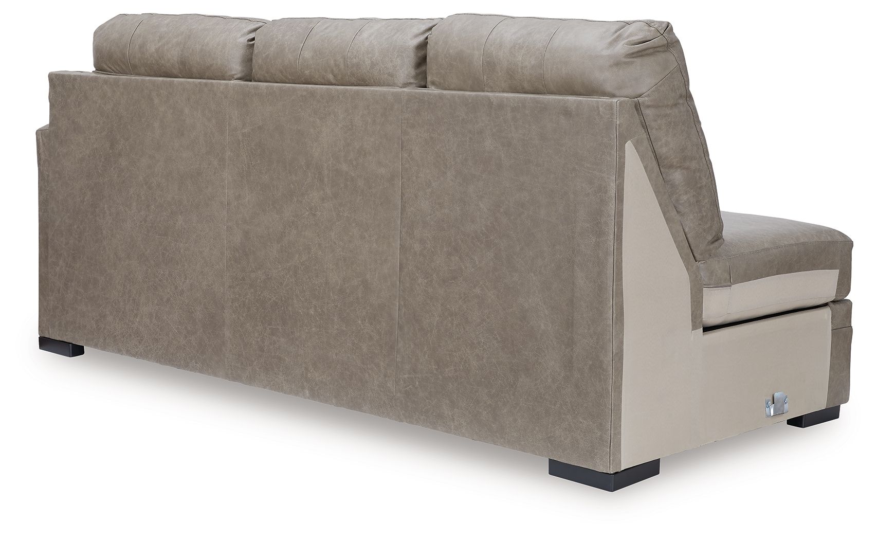 Beige fabric right-arm sofa chaise with tall back and single seat cushion