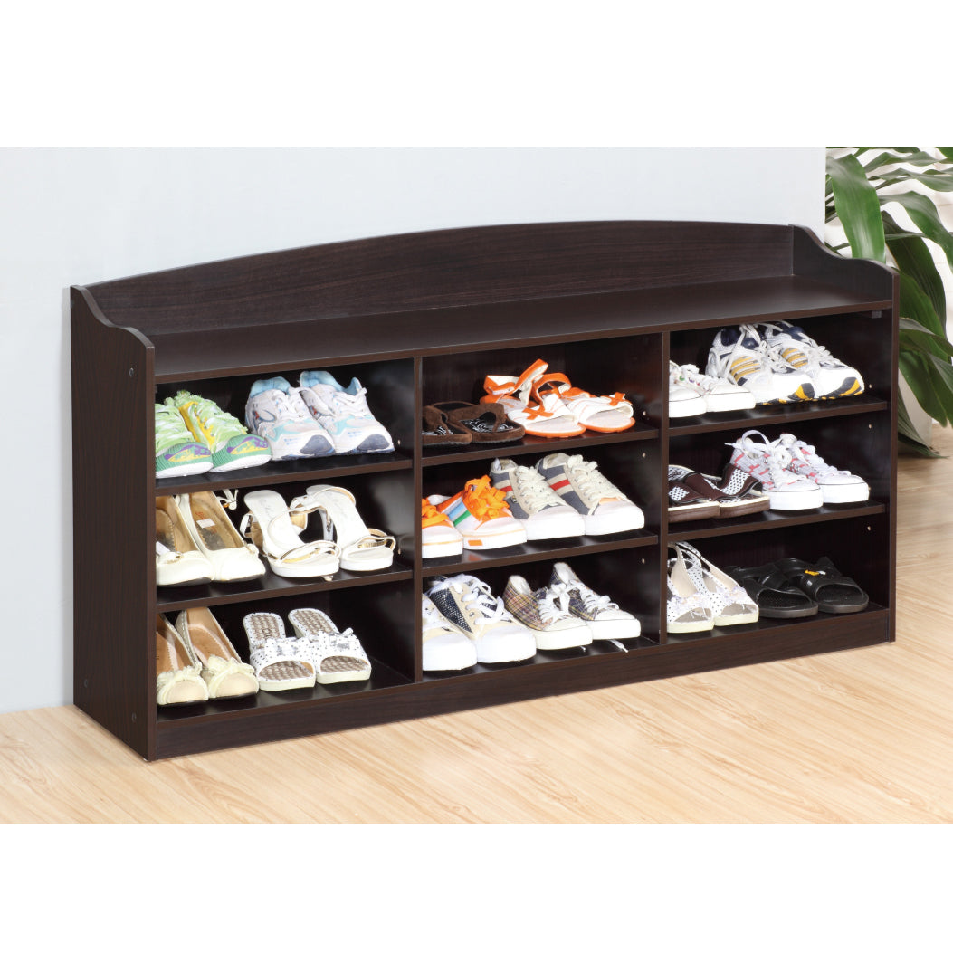Red Cocoa Entryway Shoe Bench Rack: 18-Pair Storage