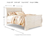 Willowton - Queen Sleigh Bed - Whitewash
