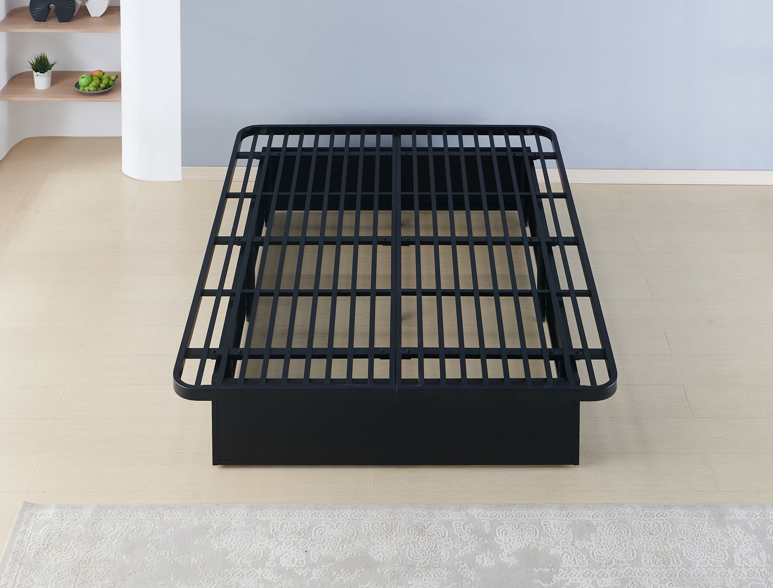 Modern Style Heavy Duty Cal King Metal Bed Frame - Black