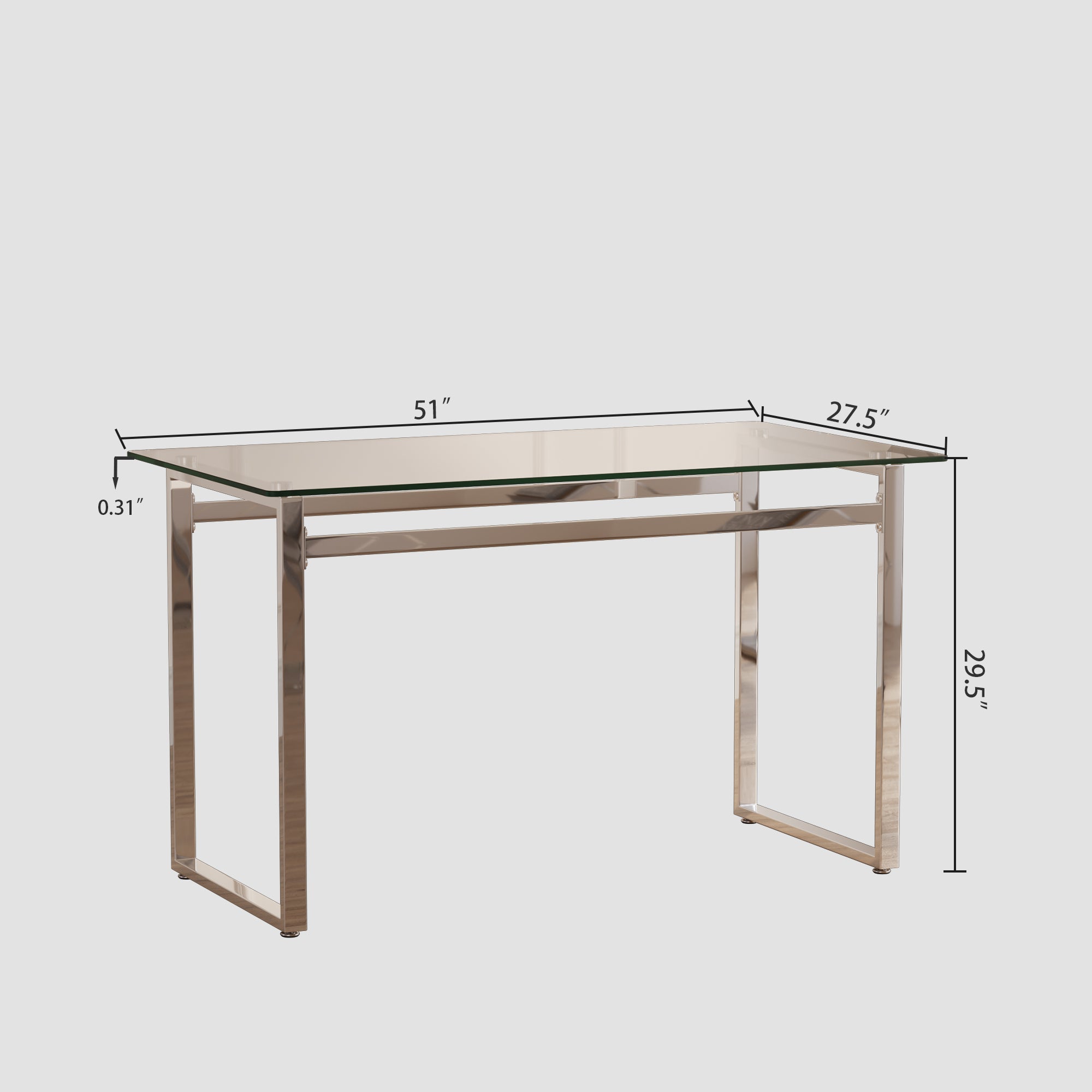 51" Glass Dining Table Set for 4 - Silver Legs