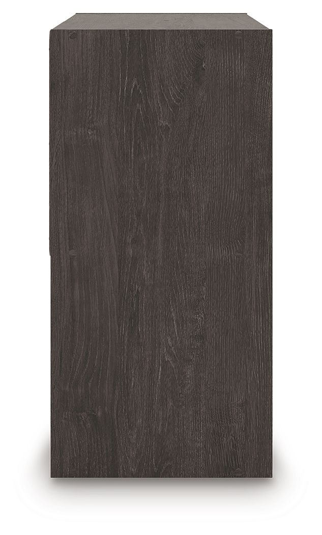 Dark wood finish cube organizer panel with straight top edge