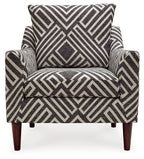 Front-facing accent chair with chevron fabric, plush seat cushion, dark charcoal and natural