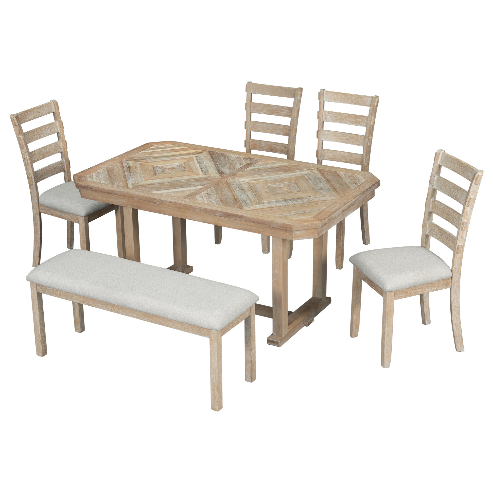 6-Piece Rubber Wood Dining Set