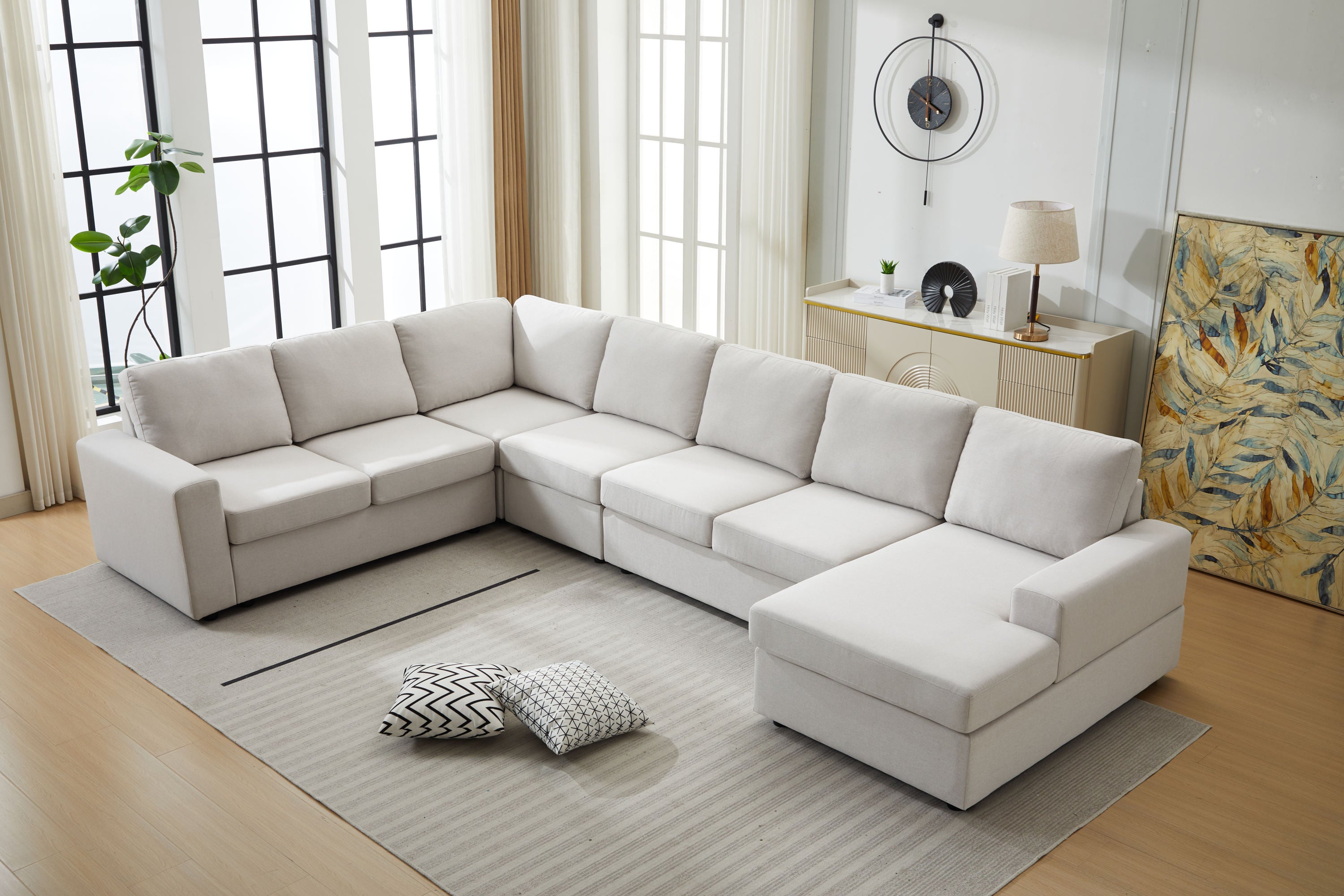 Large L-Shaped Modular Sofa Set: Contemporary Comfort