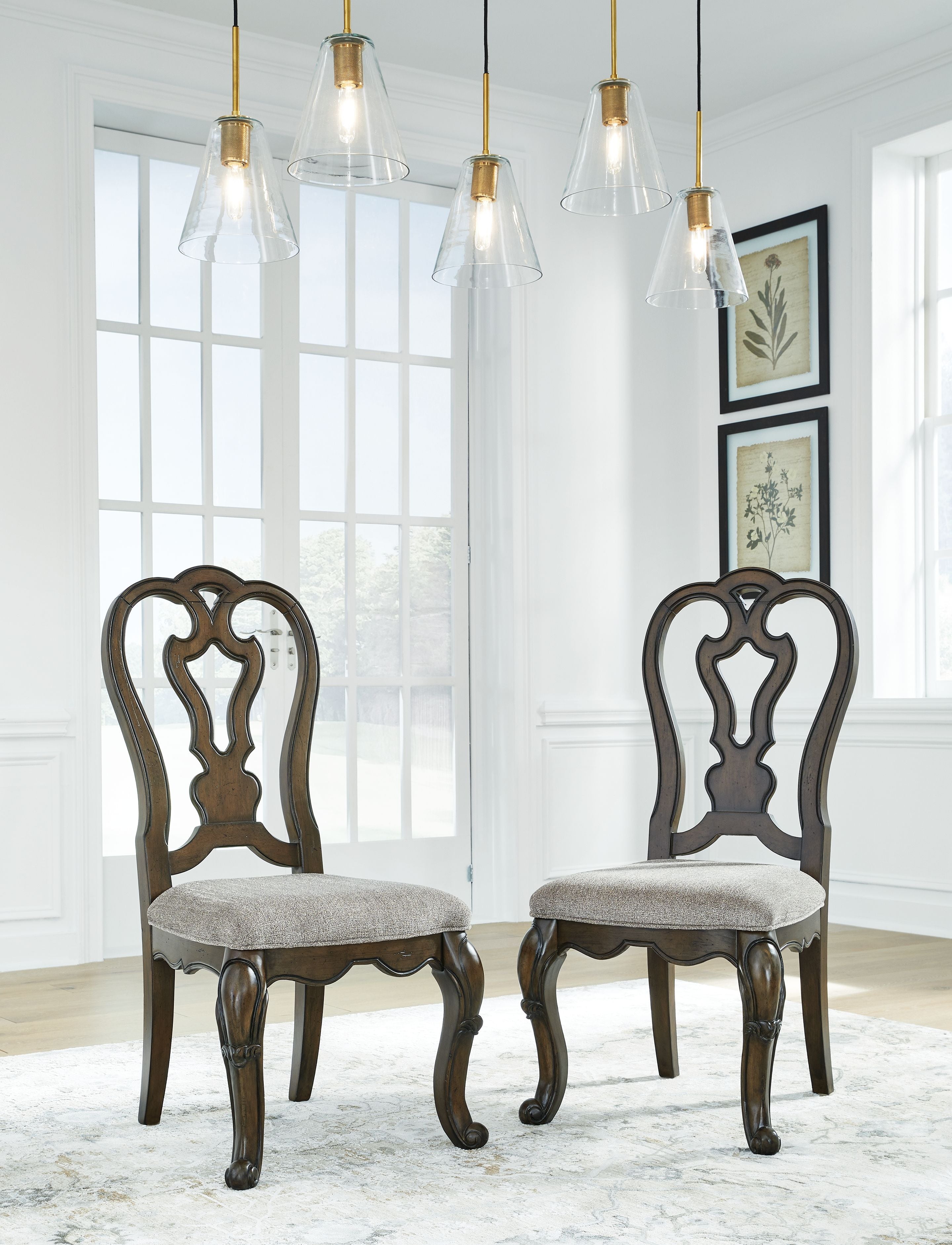 Maylee Dark Brown Upholstered Dining Side Chair (Set of 2) - Padded