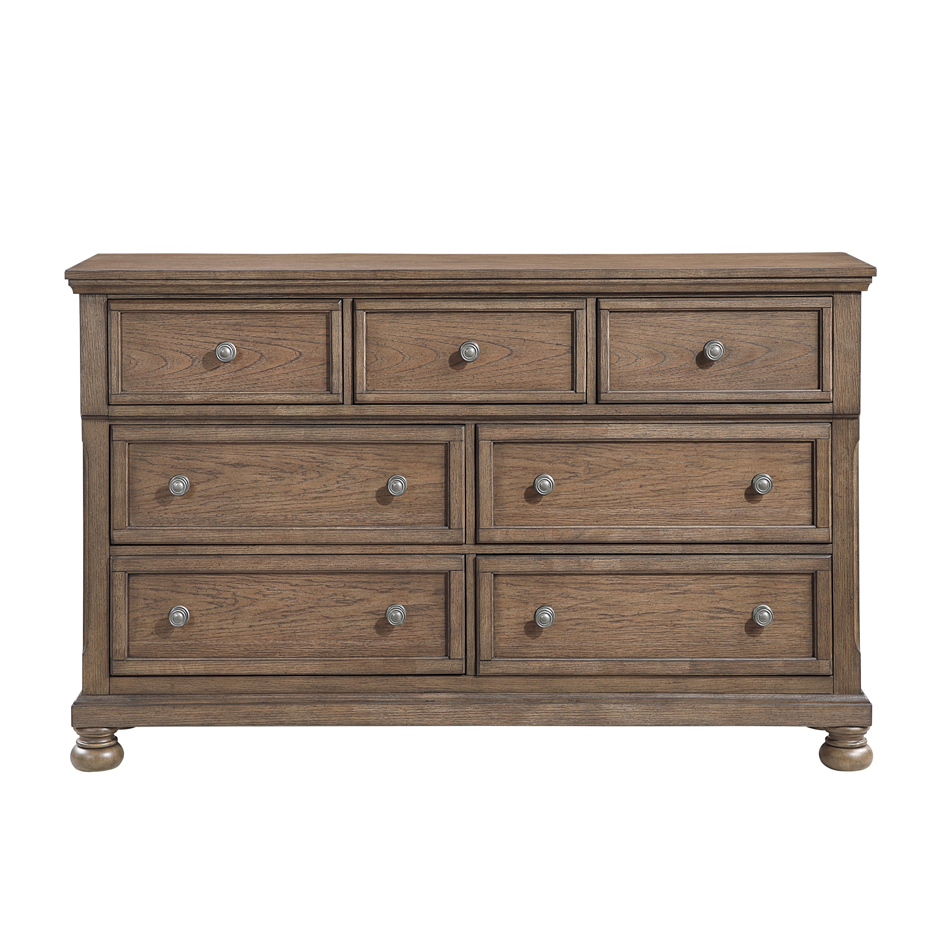 Transitional Antique Brown 7-Drawer Dresser with Jewelry Tray