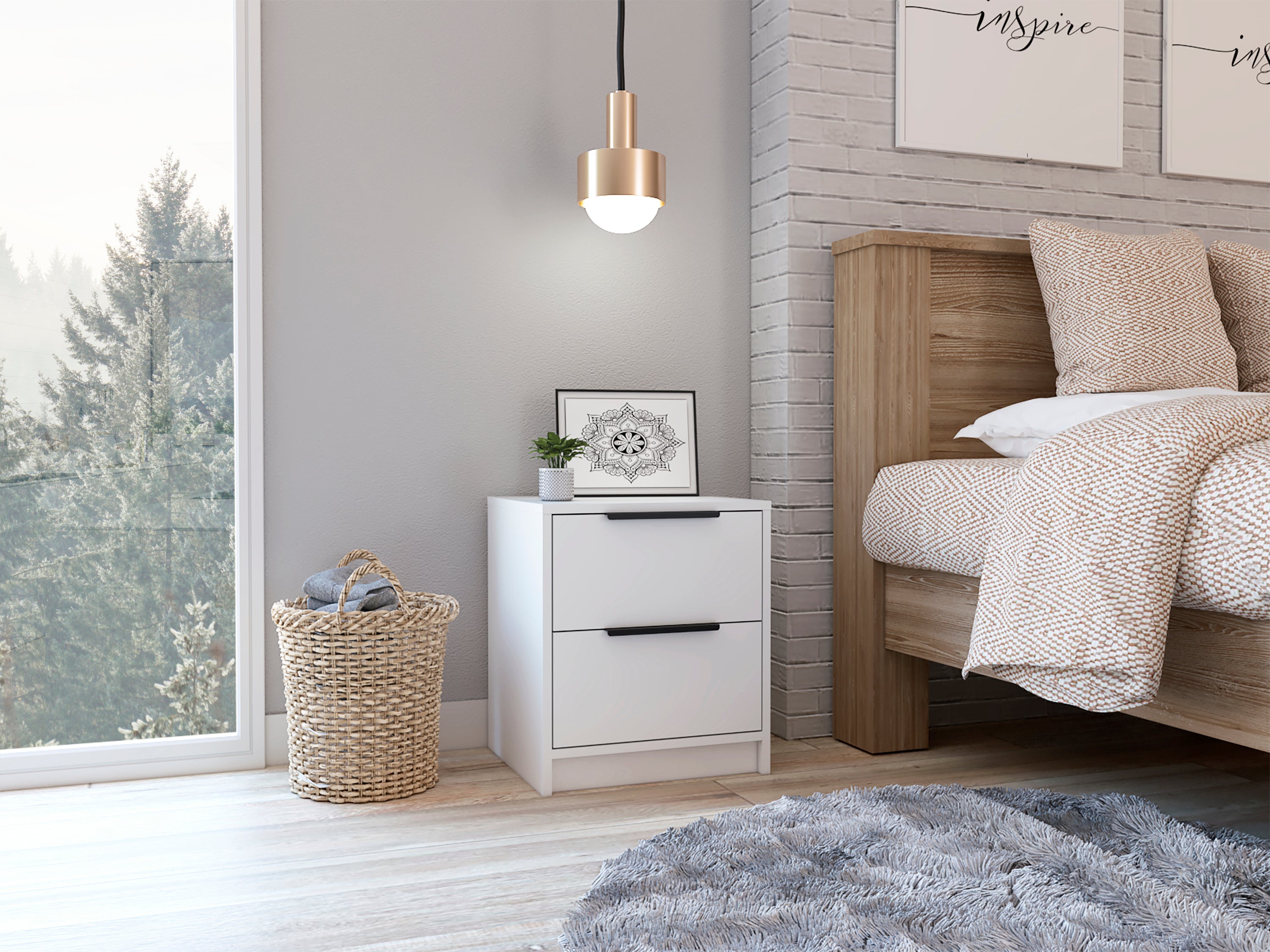 Cannon 2-Drawer Nightstand - White (Simple & Stylish)