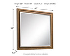 Sturlayne bedroom mirror, 40"W x 35"H, brown wood-look frame