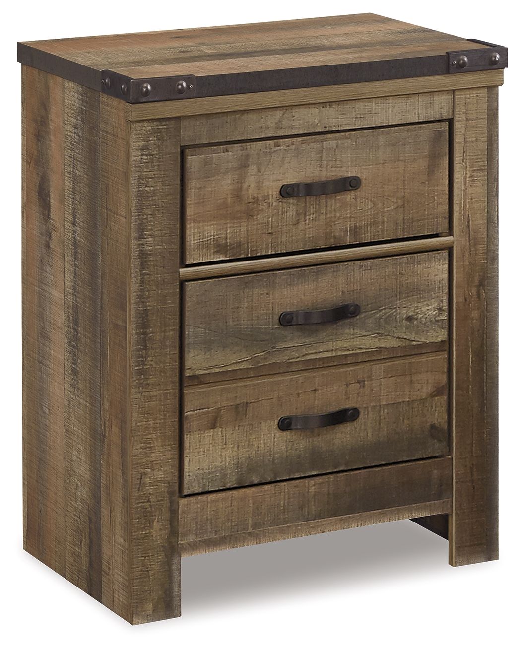 Dark brown night stand with two drawers and open shelf