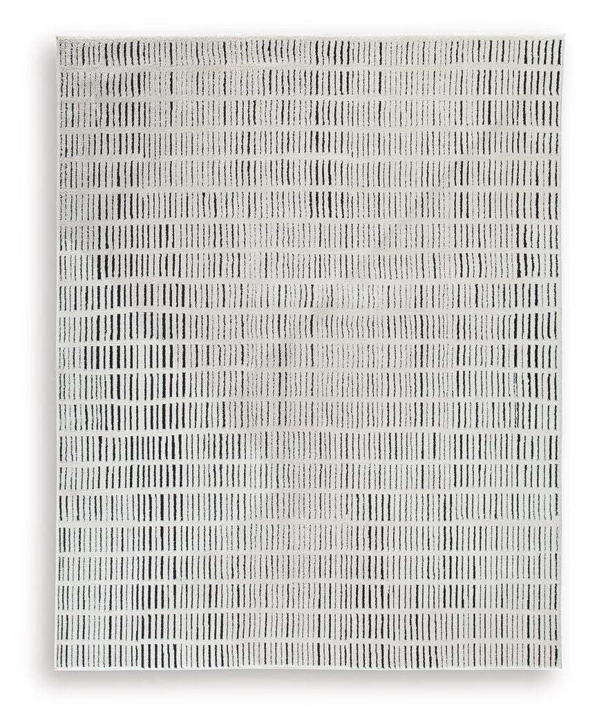 Turinwith rug, light beige with fine dark stripes in a grid pattern