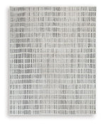 Turinwith rug, light beige with fine dark stripes in a grid pattern