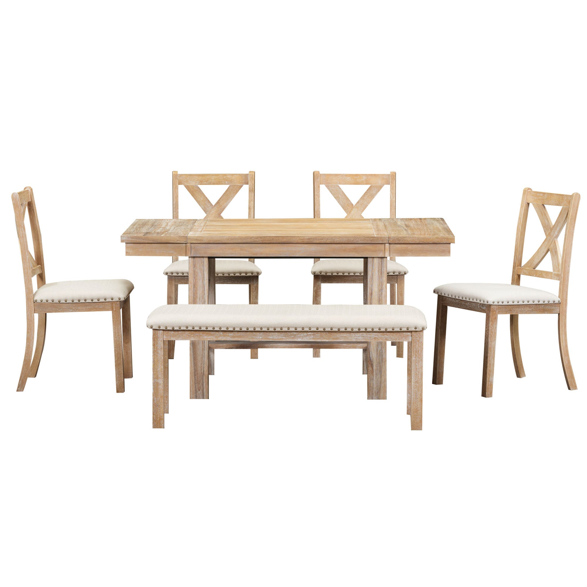 82" Farmhouse Dining Table Set, 6-Piece