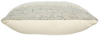 Textured cream pillow with piped edge and rounded seam profile