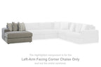 White corner chaise sectional with gray side and several back cushions