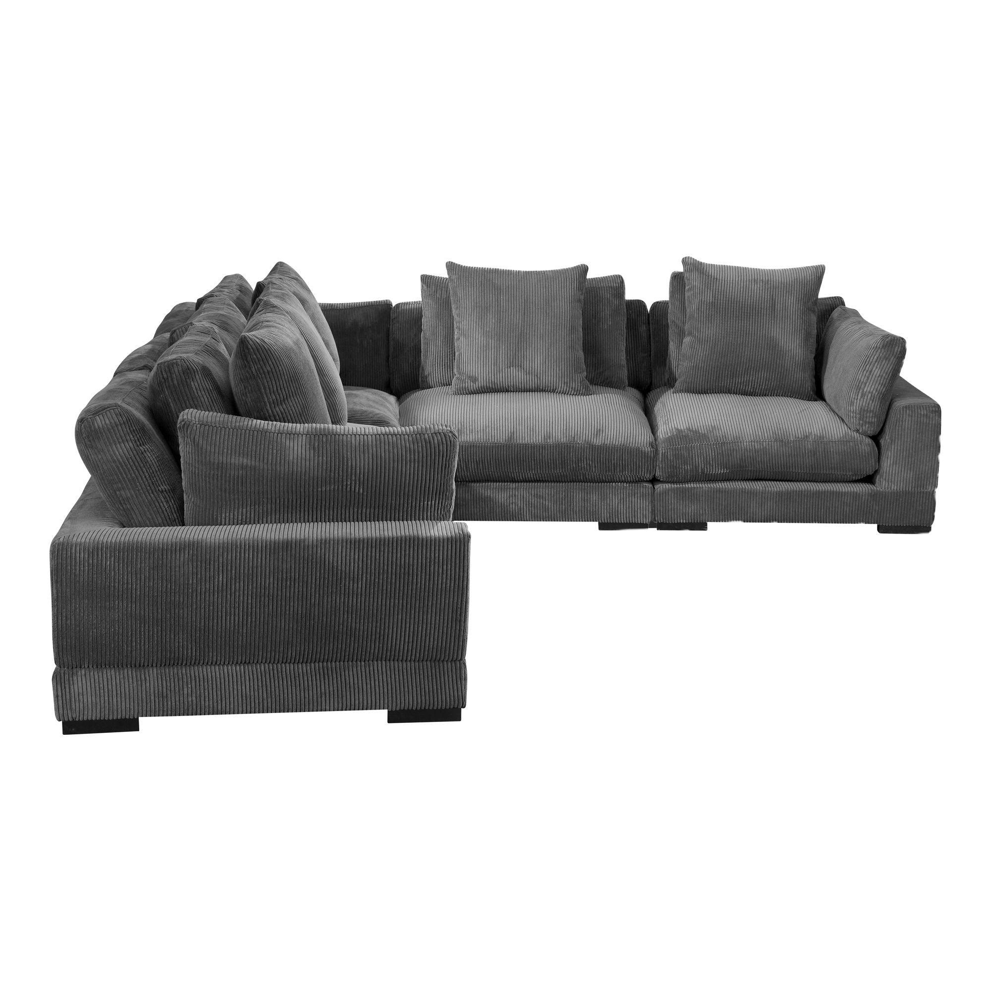 Tumble Charcoal Corduroy L Sectional Modular-Stationary Sectionals-American Furniture Outlet