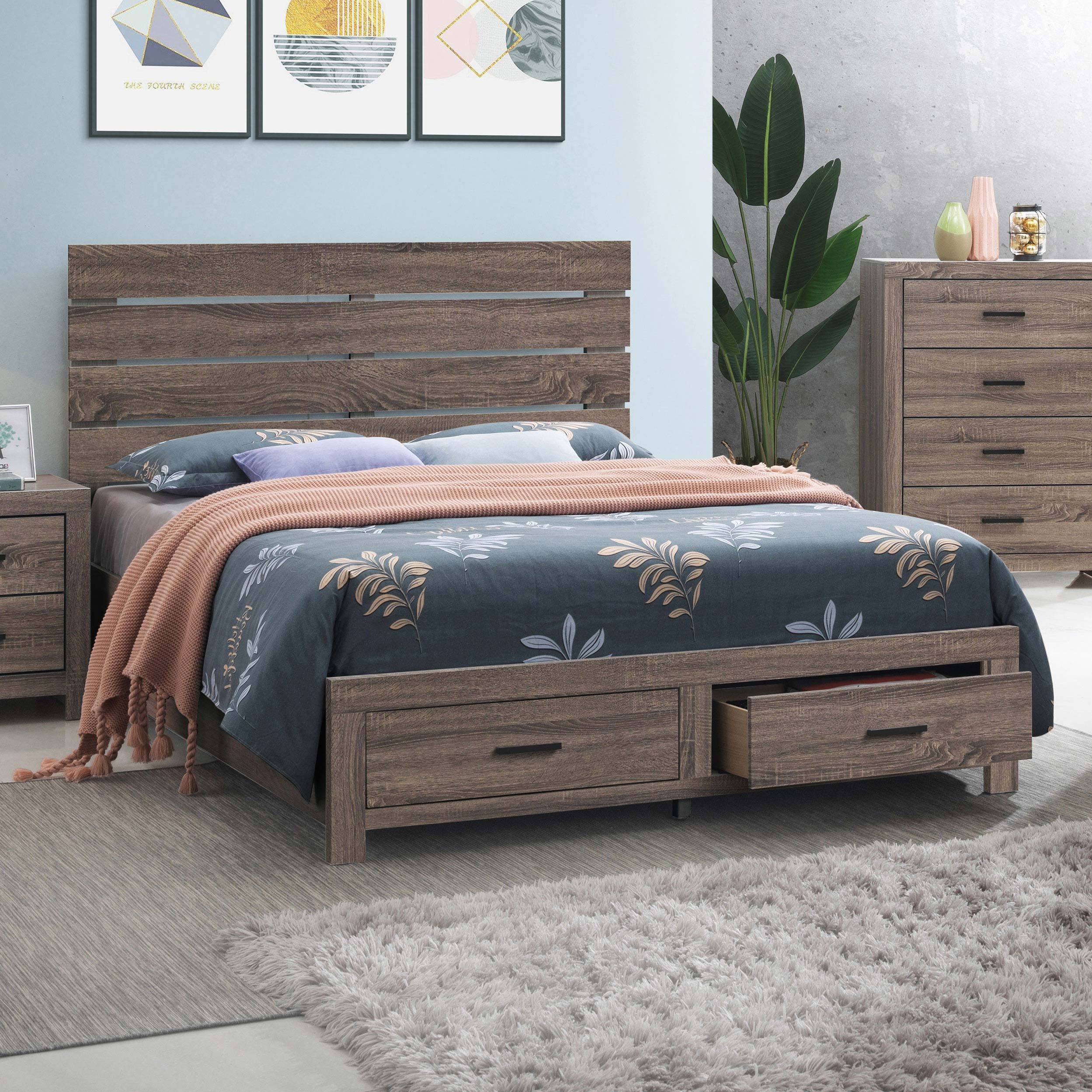 Eastern King Storage Panel Bed - Geary Barrel Oak