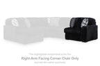Onyx right-arm corner accent chair with ribbed corduroy and patterned throw pillow