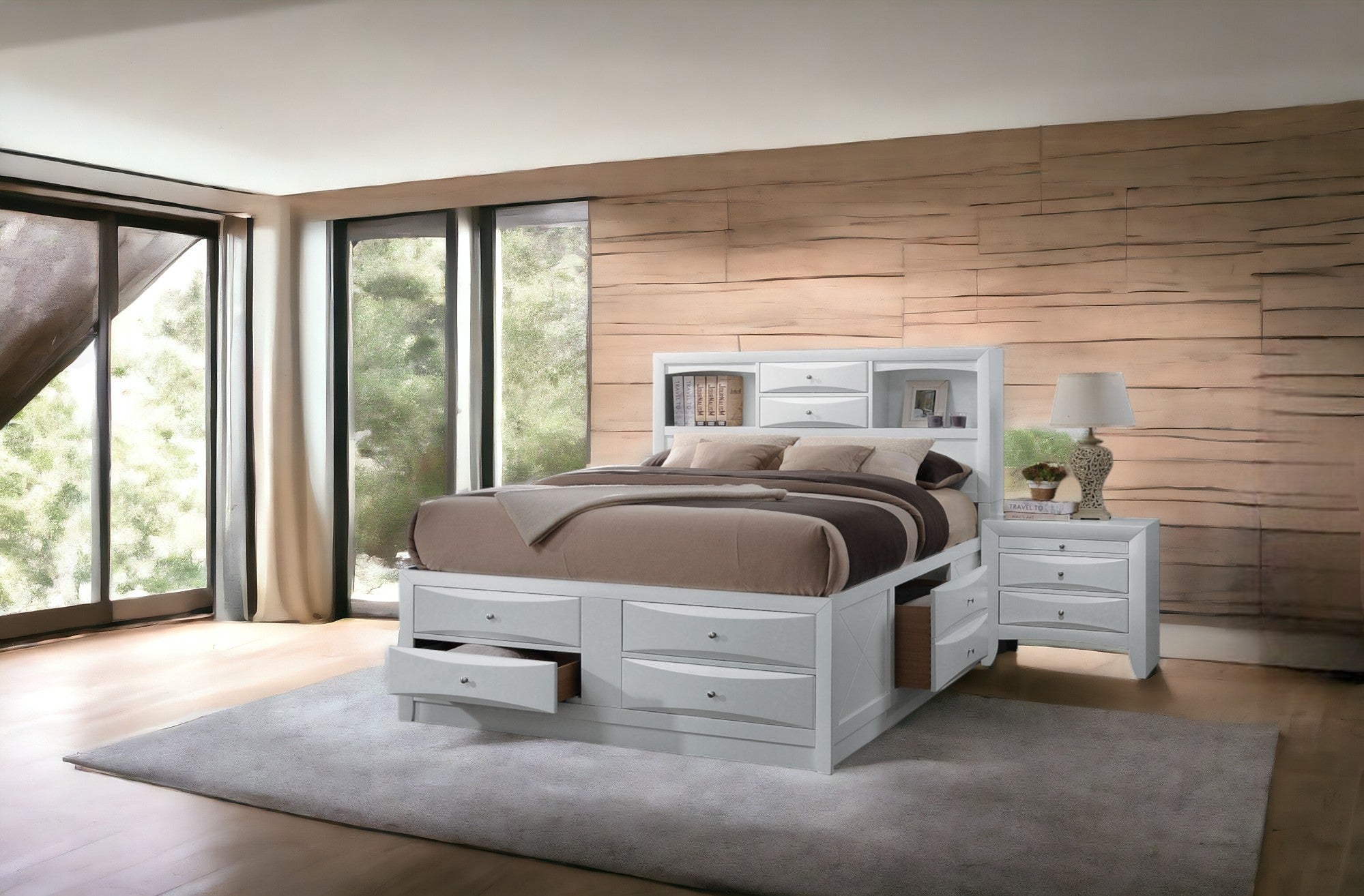 Ireland White Full Bed with Storage - Elegant Finish