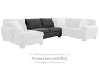 Armless loveseat section in slate gray with backrest and two seat cushions