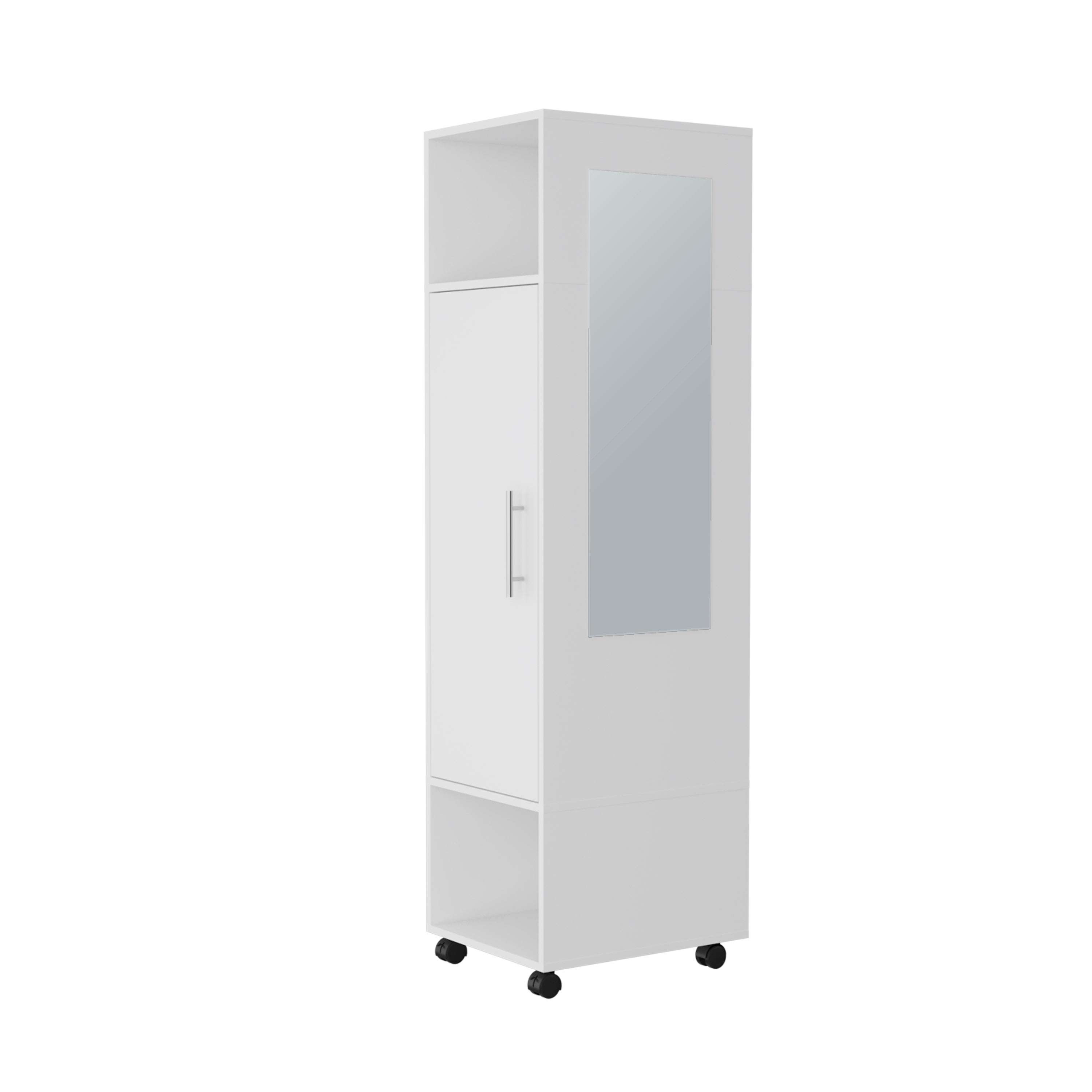63" White Wardrobe Armoire w/ Mirror & Shelves