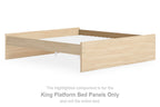King platform bed panels in natural wood, two-panel side view