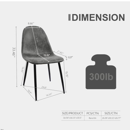 59" Modern Dining Table & 4 Suede Chairs Set