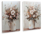 Set of 2 floral wall art prints, white vase bouquets with pastel blooms