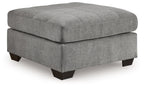 Oversized accent ottoman with dark gray square top and solid fabric sides