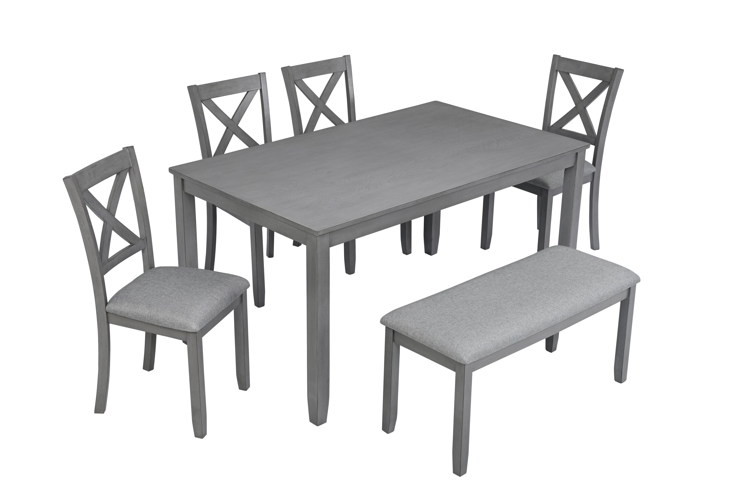 6 Piece Dining Set w/ Bench - Gray