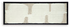 Horizontal framed wall art with off-white textured background and taupe blocks, black frame