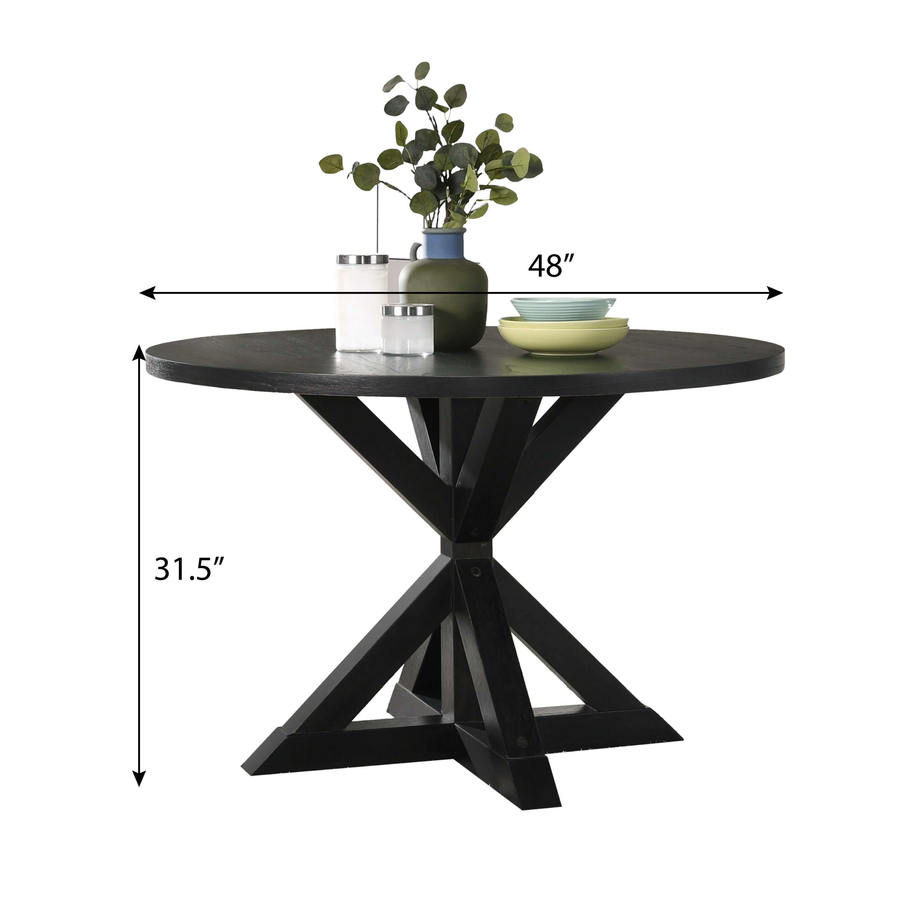 Indvale Black Cross-Buck 5-Piece Dining Set