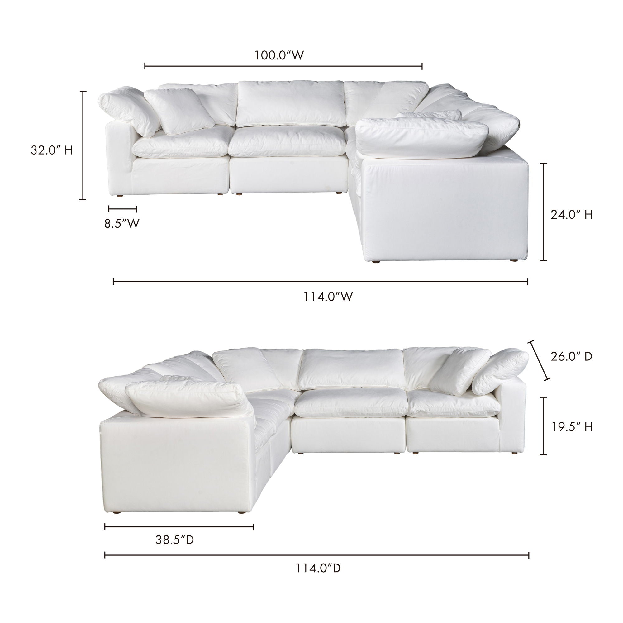 Cream White Modular Sectional - Terra Condo, Stain-Resistant-Stationary Sectionals-American Furniture Outlet