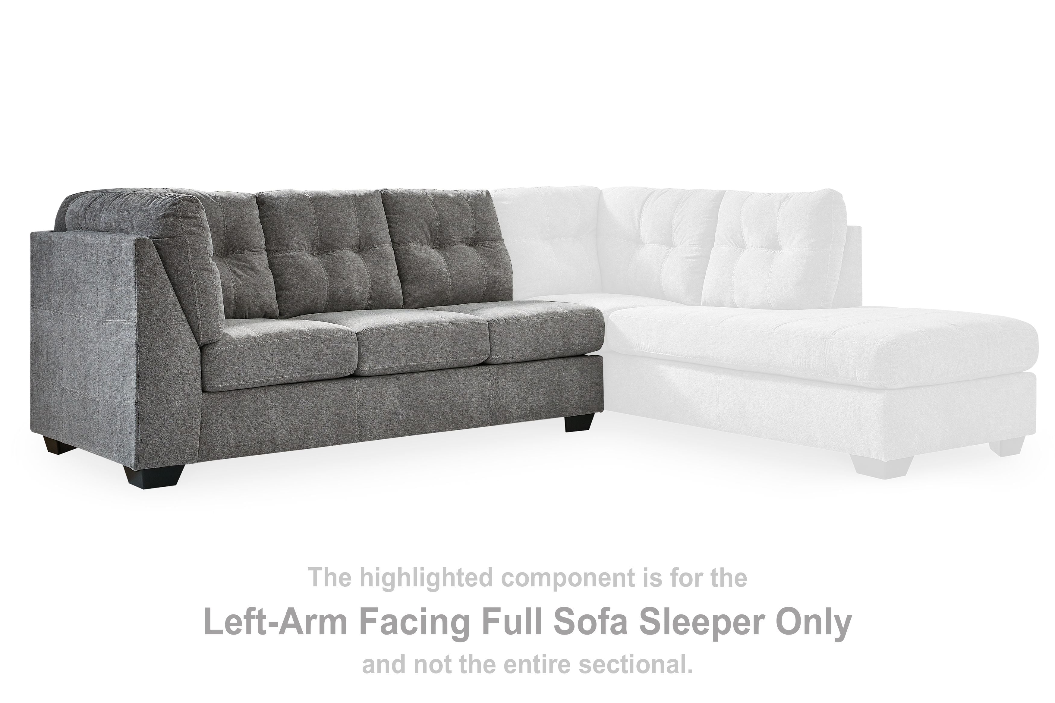 Left-arm facing full sofa sleeper, gray fabric with white chaise section