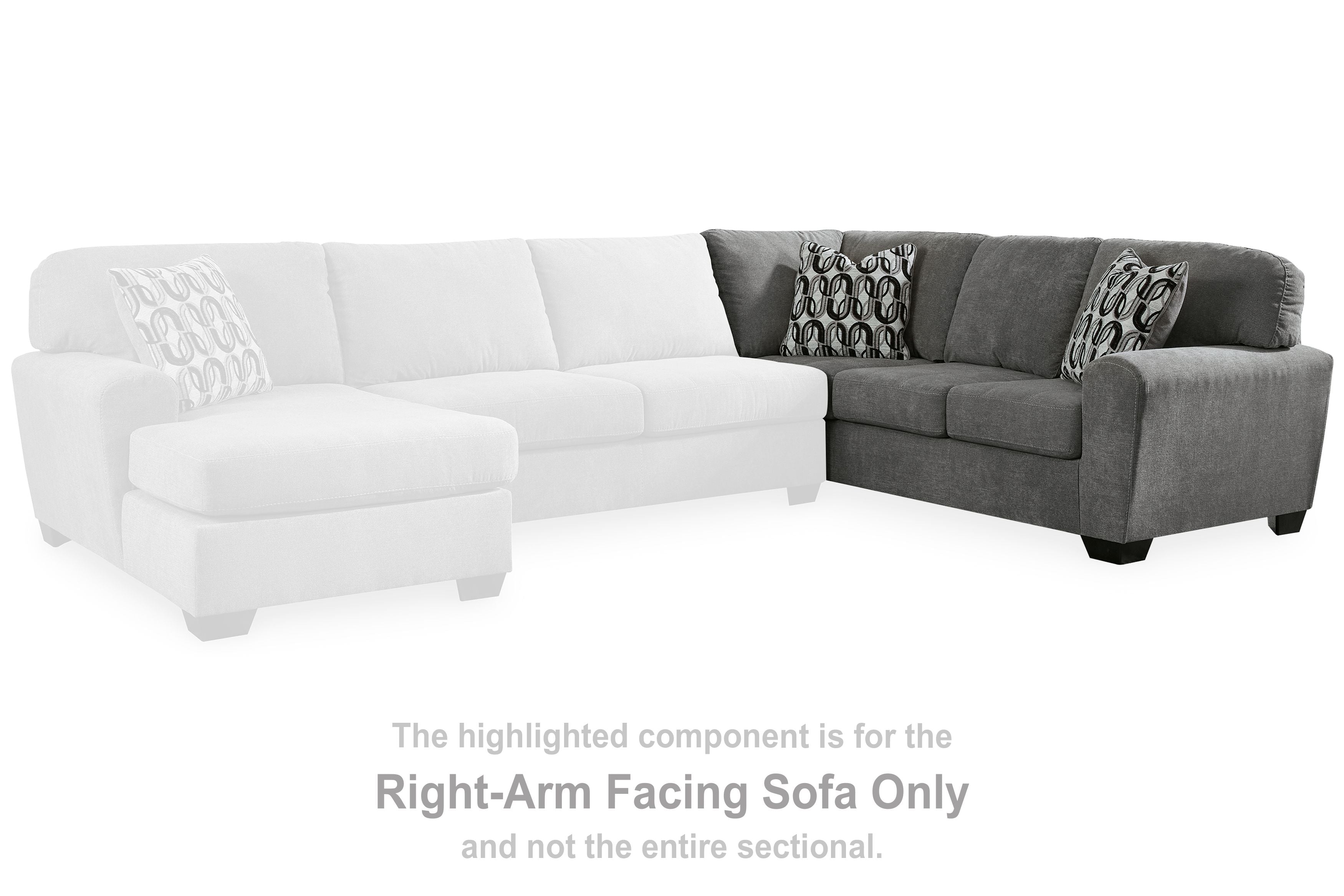 Gray and white sectional sofa with corner wedge and right-arm facing chaise